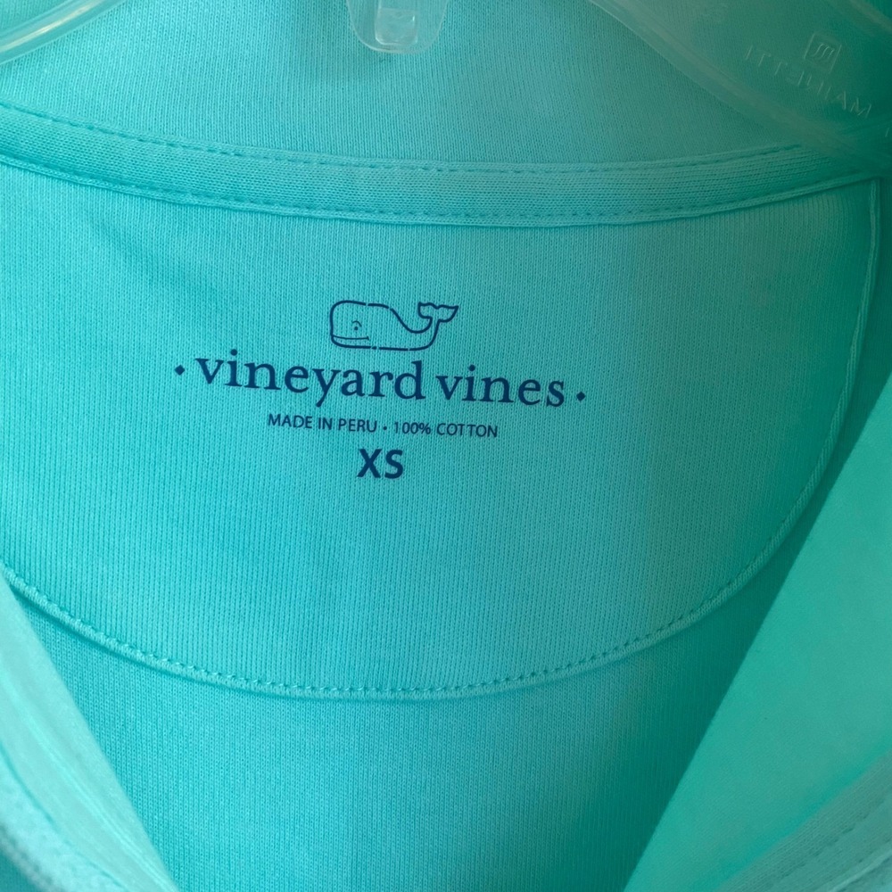 Vineyard Vines Saltwater Mens 1/4 Zip Aqua Sweater XS 100% Cotton 1K0308 Preppy - Picture 2 of 5